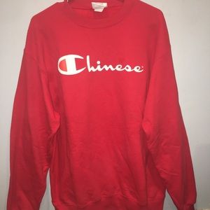“Chinese” red champion crew neck sweatshirt